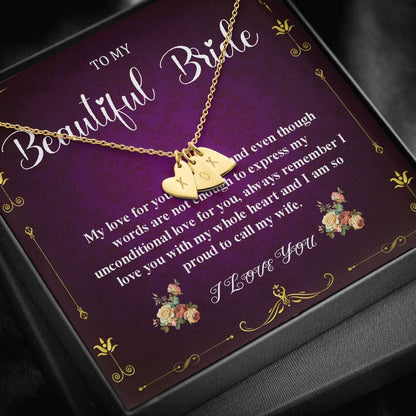 Initial Heart Necklace To My Bride Gift From Groom Wedding Day Gift For Bride From Groom From Groom To Future Wife Gift On Wedding Day #0052