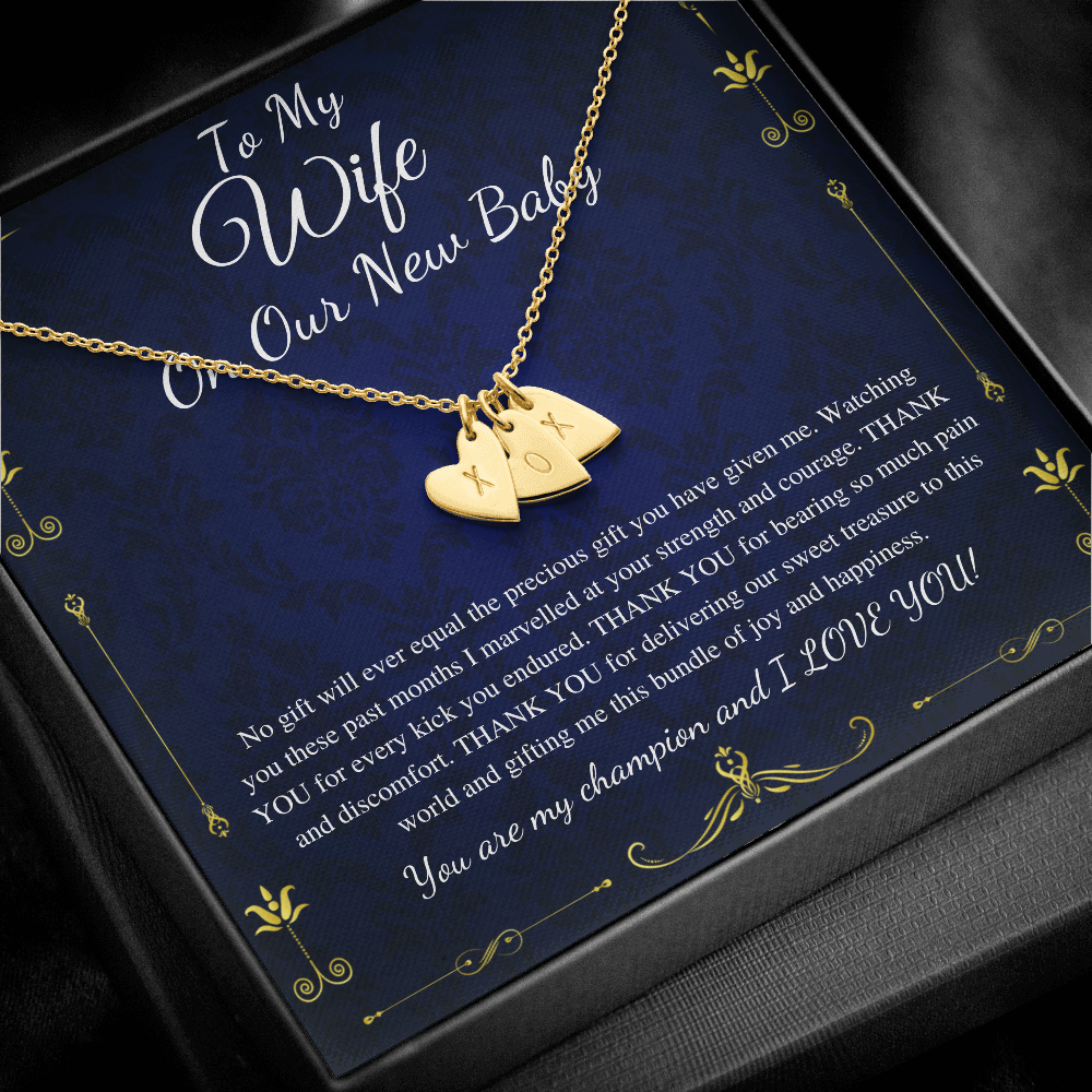 Push Gift for Wife for New Baby, New Mom Gift from Husband,Push Gift for Wife,Baby Gift From Husband, New Mom Necklace, Initial Heart #0233