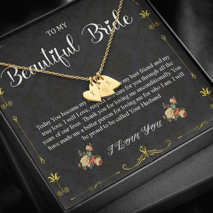 Initial Heart Necklace To My Bride Gift From Groom Wedding Day Gift For Bride From Groom From Groom To Future Wife Gift On Wedding Day #0052
