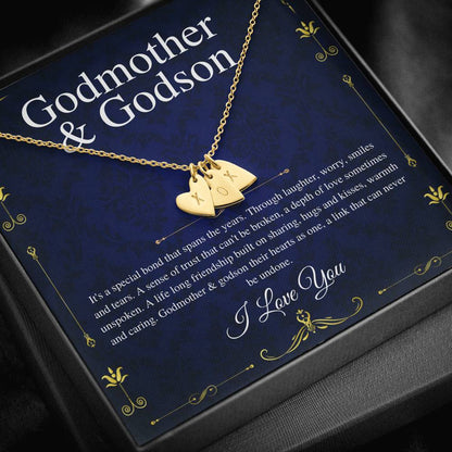 Godmother & Godson Necklace, Gift for Godmother from Godson,Will You Be My Godmother Gift Card, Jewelry for Godmother,Initial Heart0224