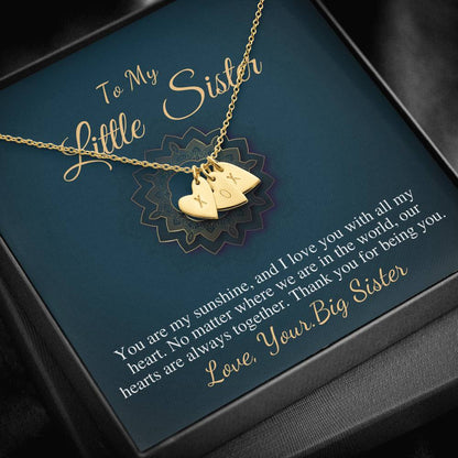 Big Sister & Little Sister Necklace, Big Sis Lil Sis Gift, Sister Christmas Gift, Little Sister Birthday Present, Initial Heart #0537
