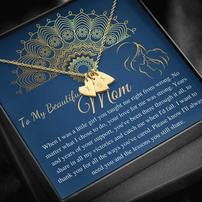 Personalized Gift To My Mom Necklace Birthday Valentines Gift to My Mother, To My Mom Necklace, Mom Birthday Card, Initial Heart #0488