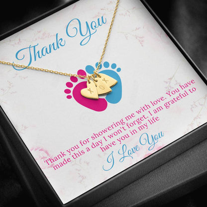 Baby Shower Hostess Gift, Baby Name Necklace, Baby Boy Shower Hostess Thank You Gift, Baby Girl Shower Host Gifts, Initial Heart #0221