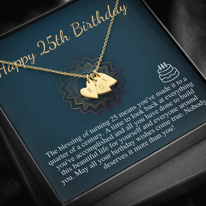 25th Birthday Gift Necklace For Her: Twentyfifth Birthday Gift, Jewelry Gift For Her, 25th Birthday Necklace For Her,Initial Heart #0669