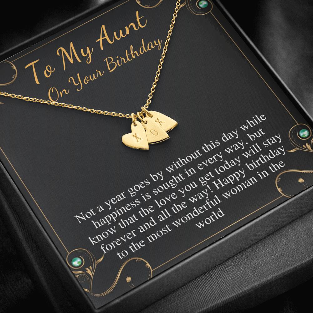 Aunt Birthday Gift, Aunt Birthday Necklace, Aunt Necklace or Bracelet, Happy Birthday Aunt, Message Card Quote, Birthday Initial Heart #0713