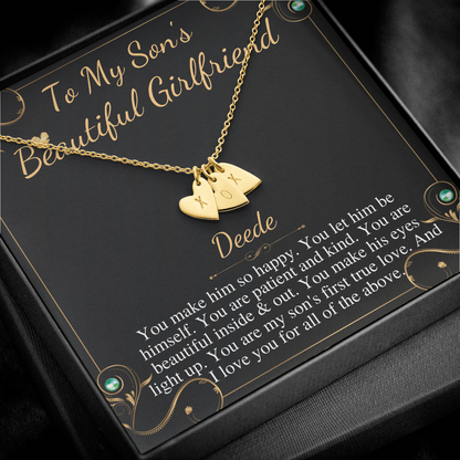 Son's Girlfriend's Birthday Gift, Necklace For Son's Girlfriend, Bday Gift For Son's Girlfriend, Bonus Daughter,From Dad Initial Heart #0531 Deede