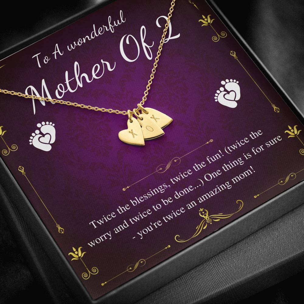 Second Time Mom Gift Birthstone Necklace for Mom Gift for Birth of 2nd Child, Baby Number 2 gift, Second Child, Twin Mama Twin Baby Gift000