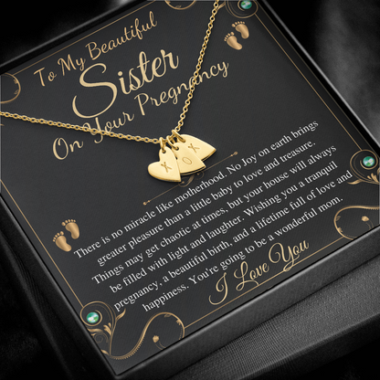 Pregnant Sister Gift For First Time Mom Gift, Pregnancy Necklace For Big Sister Reveal, Congratulations Pregnancy Gift,Initial Heart #0192 new big lines