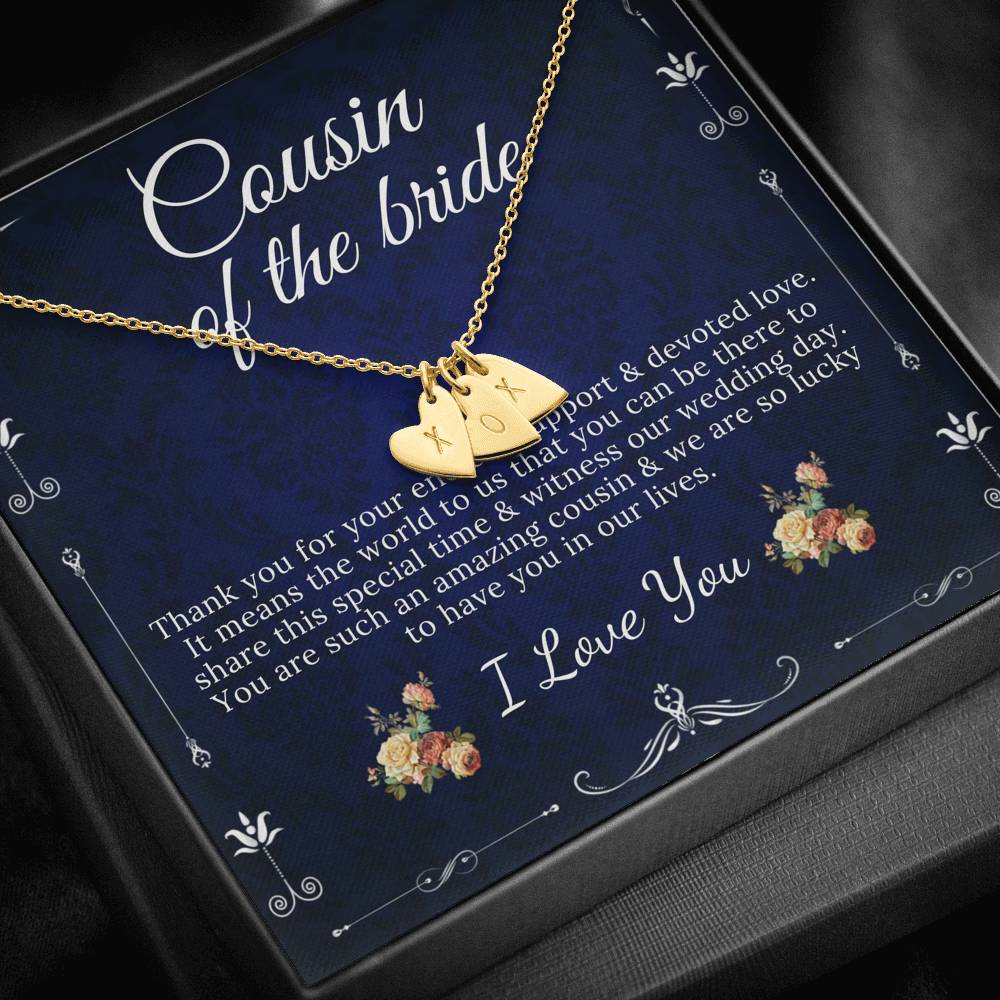 Initial Heart, Necklace Wedding Gift From Bride And Groom, Cousin Wedding Jewelry Gift, Gift For Cousin On Our Wedding Day From Groom #0145