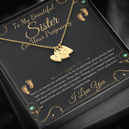 Pregnant Sister Gift For First Time Mom Gift, Pregnancy Necklace For Big Sister Reveal, Congratulations Pregnancy Gift,Initial Heart #0192 new
