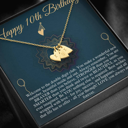 10th Birthday Girl, 10th Birthday Gift, Tenth Birthday Necklace, Gift For 10 Year Old Girl Gifts, Double Digits Birthday,Initial Heart #0657