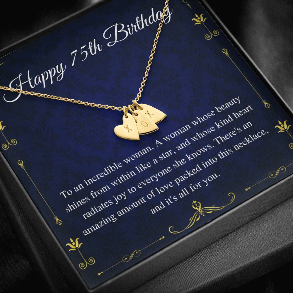75th Birthday For Her Gift, 75th Birthday Gift For Her, Seventy Fifth Birthday Gift For Women Friend, 75th Birthday Gift,Initial Heart #0665