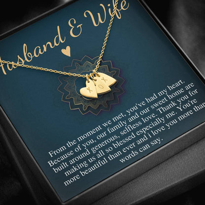 Husband and Wife Necklace, Wife Gift, Anniversary Gift, Mother's Day Gift from Husband,Wife Birthday Gift,Christmas Gift,Initial Heart #0604