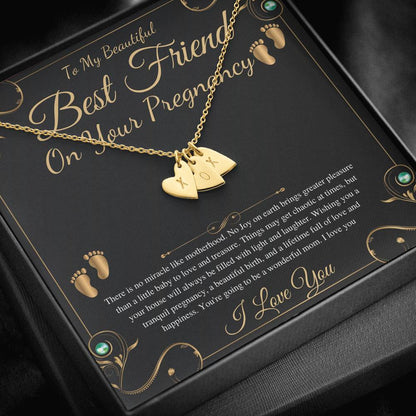 Best Friend Gift On Pregnancy, Pregnant Friend Gift For Best Friend Baby,Soon To Be Mom Gift, Friend Pregnancy Necklace, Initial Heart #0220