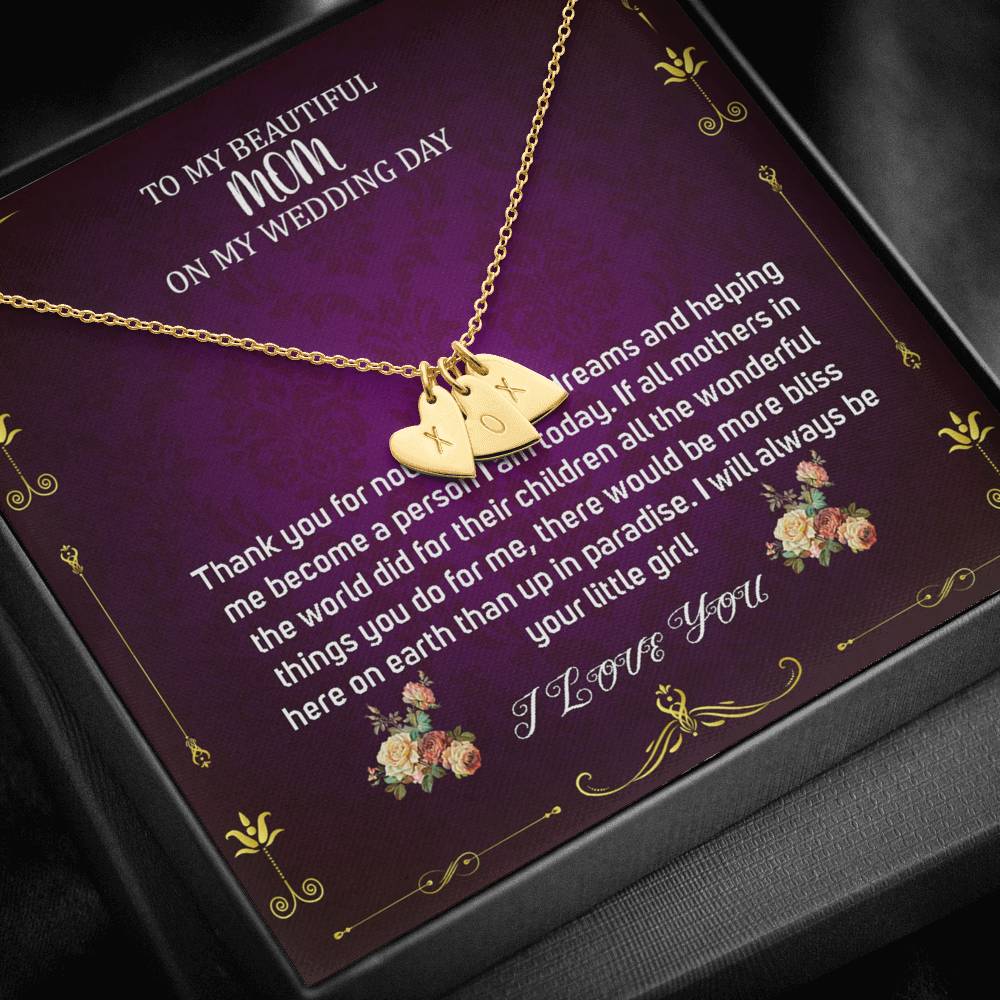 Initial Heart Necklace To My Mom On My Wedding Day Mother Of The Bride Necklace From Bride Gift From Bride To Mother Gift From Bride #0036