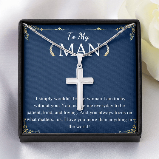 TO MY MAN CROSS NECKLACE
