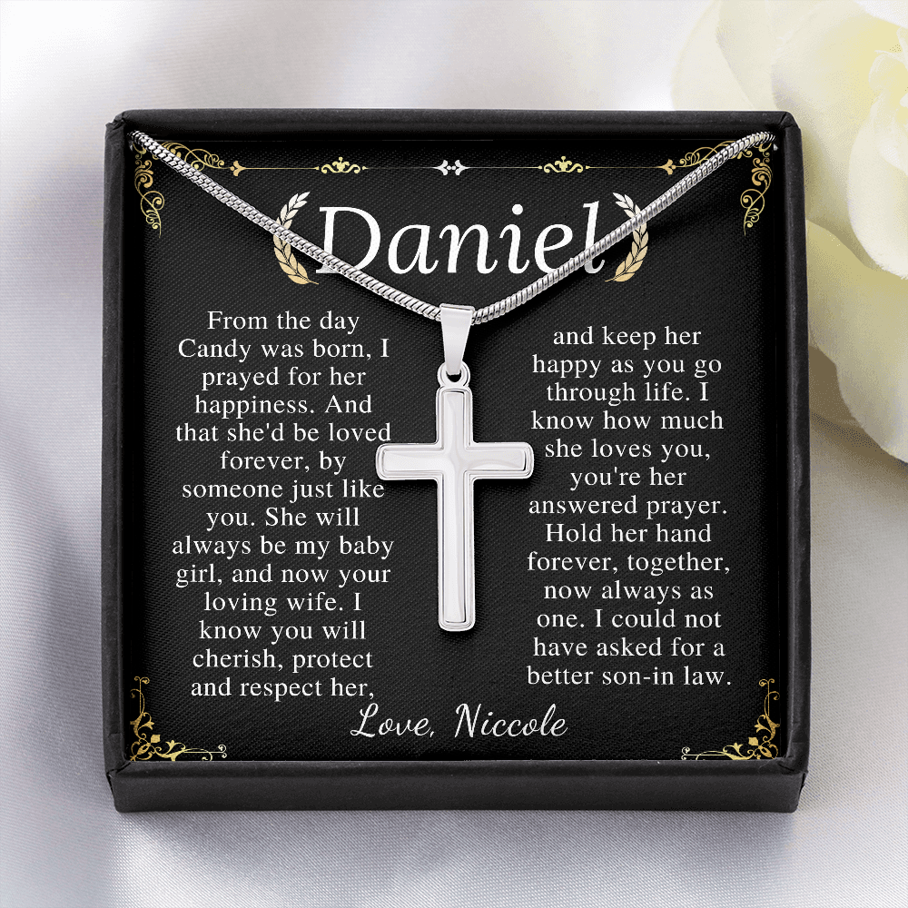 Son-In-Law Wedding Gift, Cross Necklace for Son In Law, Gift for Son In Law for Wedding Day, New Son-In-Law, Cross Necklace Wedding Gift daniel