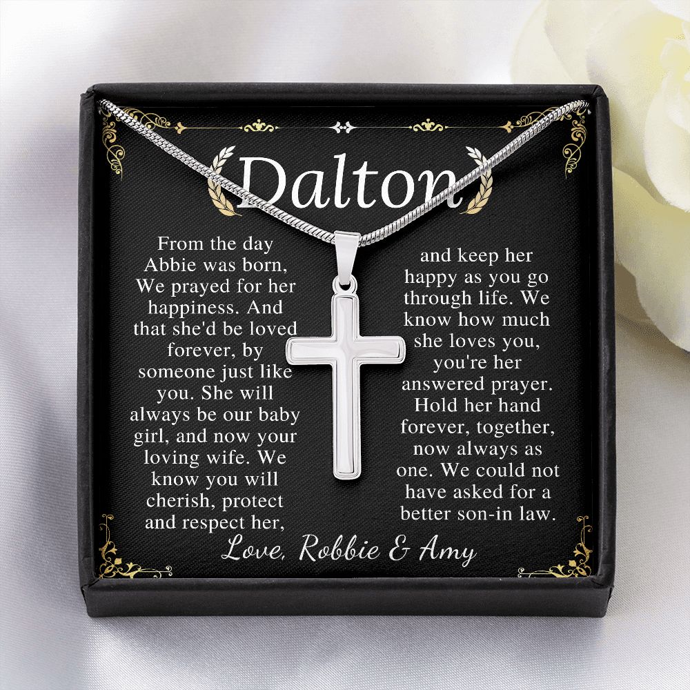 Son-In-Law Wedding Gift, Cross Necklace for Son In Law, Gift for Son In Law for Wedding Day, New Son-In-Law, Cross Necklace Wedding Gift dalton