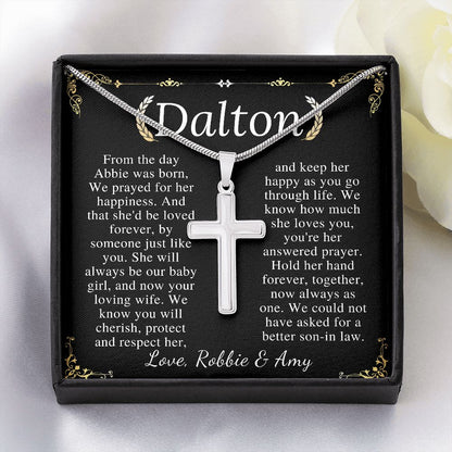 Son-In-Law Wedding Gift, Cross Necklace for Son In Law, Gift for Son In Law for Wedding Day, New Son-In-Law, Cross Necklace Wedding Gift dalton