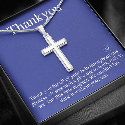 Thank You Cross Necklace, Thank You Gift For Him, Appreciation Gift, Gratitude Gift, Thank You Jewelry, Christmas Gift, Birthday Gift #0702