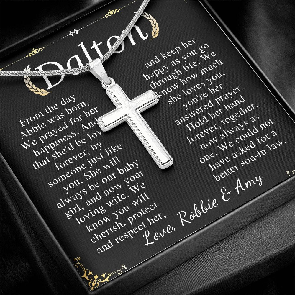 Son-In-Law Wedding Gift, Cross Necklace for Son In Law, Gift for Son In Law for Wedding Day, New Son-In-Law, Cross Necklace Wedding Gift dalton