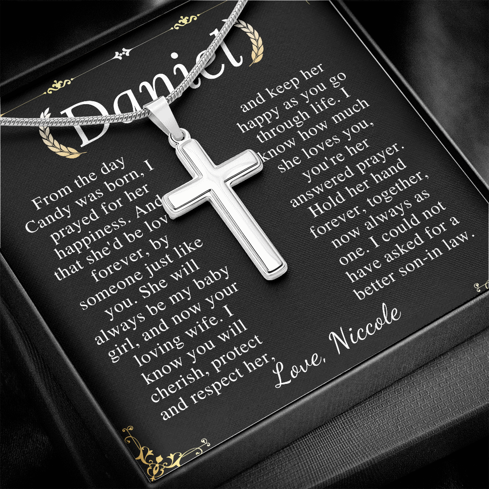 Son-In-Law Wedding Gift, Cross Necklace for Son In Law, Gift for Son In Law for Wedding Day, New Son-In-Law, Cross Necklace Wedding Gift daniel