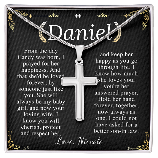 Son-In-Law Wedding Gift, Cross Necklace for Son In Law, Gift for Son In Law for Wedding Day, New Son-In-Law, Cross Necklace Wedding Gift daniel