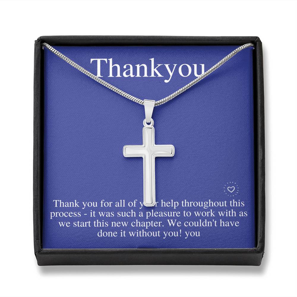 Thank You Cross Necklace, Thank You Gift For Him, Appreciation Gift, Gratitude Gift, Thank You Jewelry, Christmas Gift, Birthday Gift #0702
