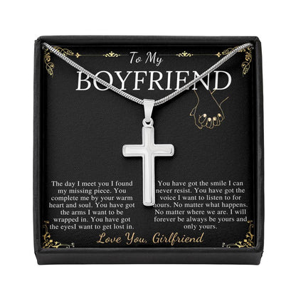 Gift For Boyfriend Christian Cross Necklace From Girlfriend, Boyfriend Anniversary Jewelry, Cross Necklace Message Card,Christmas Gift #0879