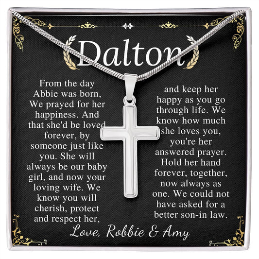 Son-In-Law Wedding Gift, Cross Necklace for Son In Law, Gift for Son In Law for Wedding Day, New Son-In-Law, Cross Necklace Wedding Gift dalton