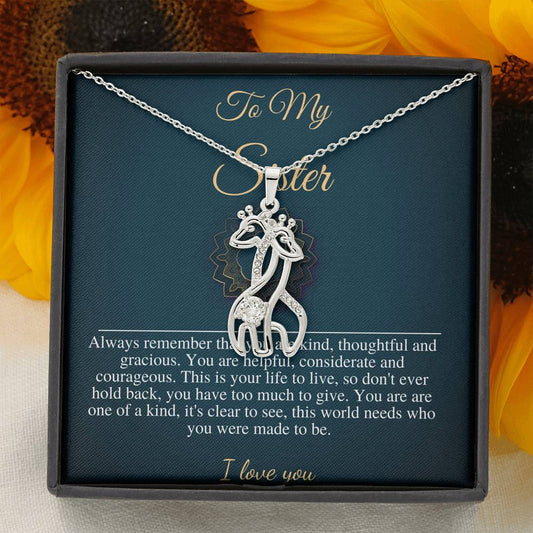 Birthday Gift For Sister, To My Sister Necklace, Present For Sister, Gift From Brother, Little Sis Christmas Gift, Giraffes Necklace #0545