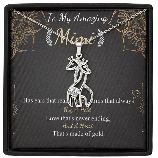 Meaningful jewelry gifts Giraffe Necklace for Mimi Necklace gift on Mothers day, Jewelry for Mimi, Mimi Christmas Gift, Mimi Birthday Gift, Gift for her with personalized message card