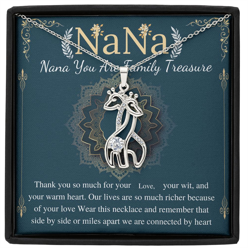 nana you are family treasure giraffe necklace