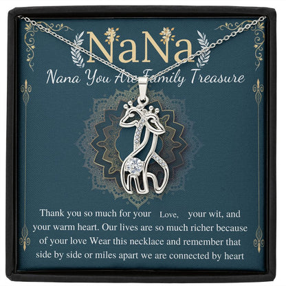 nana you are family treasure giraffe necklace