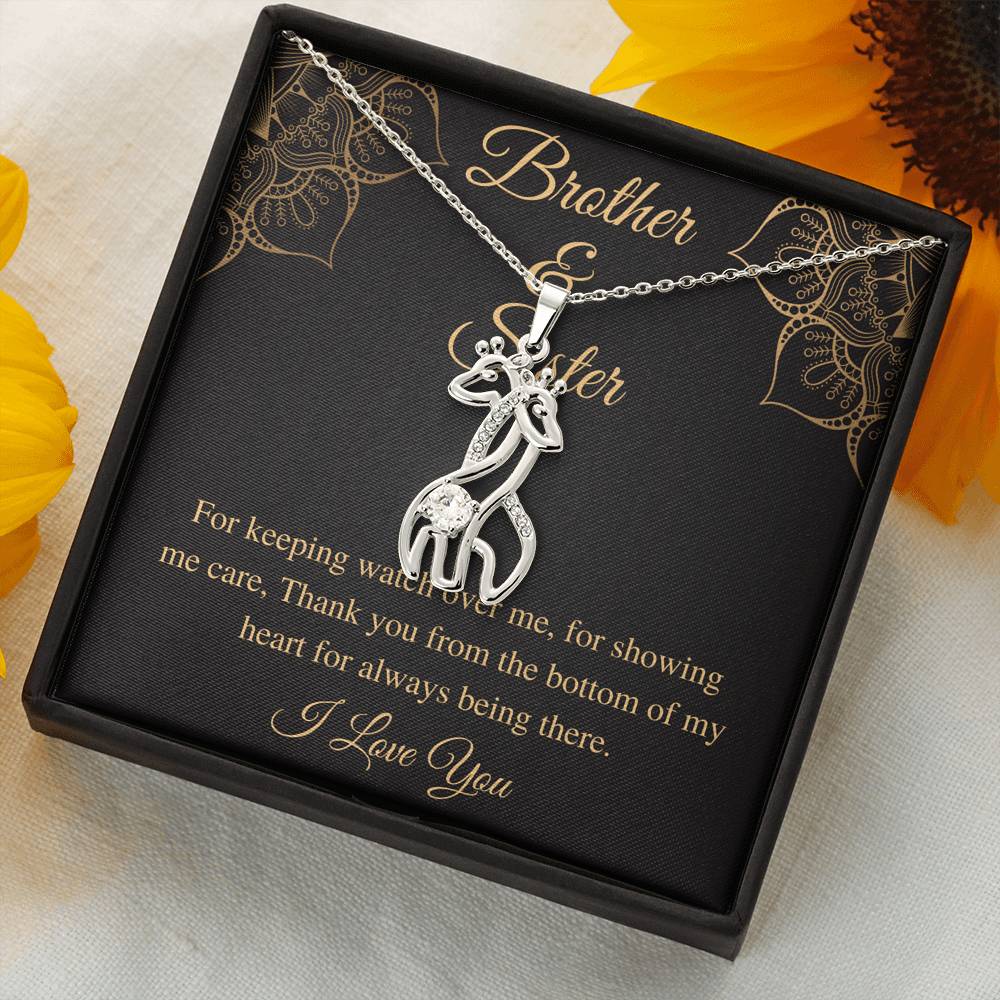 Brother and Sister Necklace,Sibling Gift,Gift for Sister,Mother's Day Gift from Brother,Birthday Gift,Christmas Gift,Giraffes Necklace #0563