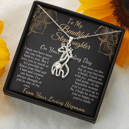 Step Daughter Gift From Mom On Wedding Day, Bonus daughter Necklace,stepdaughter Gift From Stepmom,Step Daughter Wedding necklace gift #0519