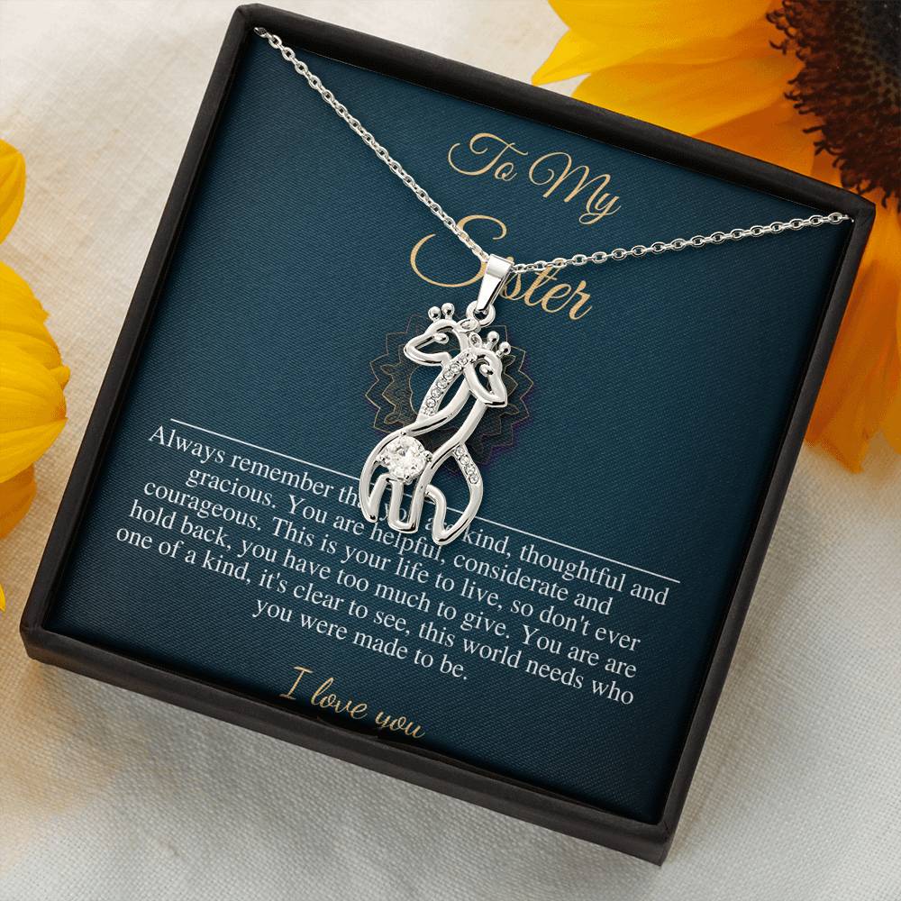 Birthday Gift For Sister, To My Sister Necklace, Present For Sister, Gift From Brother, Little Sis Christmas Gift, Giraffes Necklace #0545