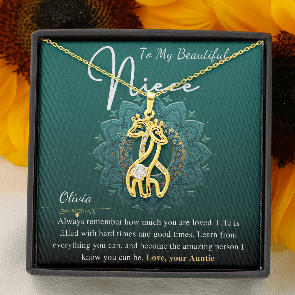 Aunt and Niece Necklace Gift, Valentines Day Gift for Niece Gift from Aunt, Niece Graduation Gift, Girraffe Necklace Birthday Gift,Christmas