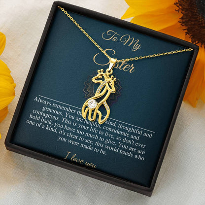 Birthday Gift For Sister, To My Sister Necklace, Present For Sister, Gift From Brother, Little Sis Christmas Gift, Giraffes Necklace #0545