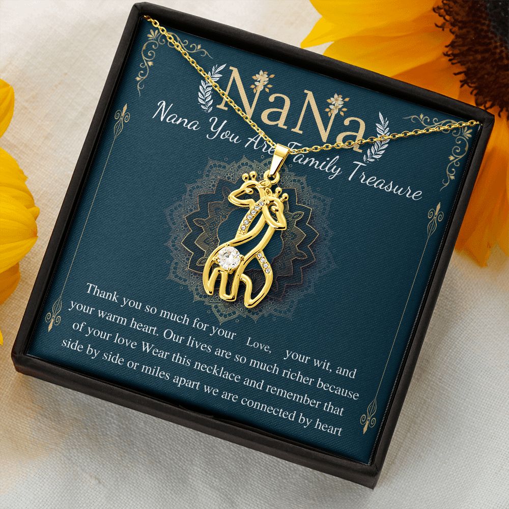 nana you are family treasure giraffe necklace