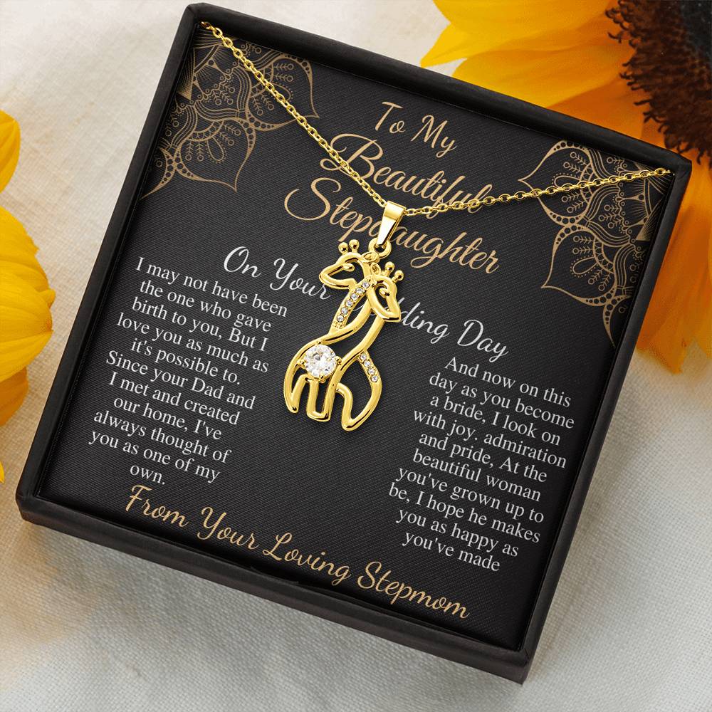 Step Daughter Gift From Mom On Wedding Day, Bonus daughter Necklace,stepdaughter Gift From Stepmom,Step Daughter Wedding necklace gift #0519