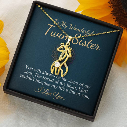 Birthday Gift For Twin Sister, To My Twin Sister Necklace, Present For Twin,Twin Sister Christmas Gift,Twins Jewelry,Giraffes Necklace #0555