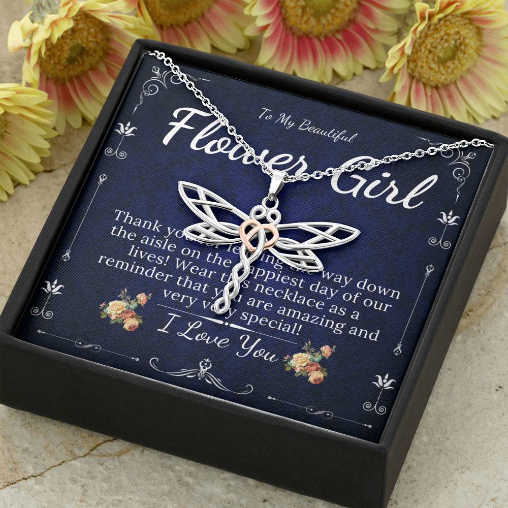 Dragonfly Necklace,Junior Bridesmaid Gift Flower Girl Jewelry Gift for Junior Bridesmaid,Necklace For Little Girl On Wedding #0123