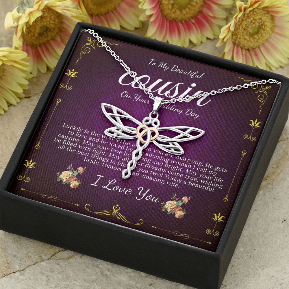 Dragonfly Necklace Gift For Cousin On Her Wedding Day Bride Gift From Cousin Bride necklace Gift For Cousin Wedding Gift For My Cousin #0113