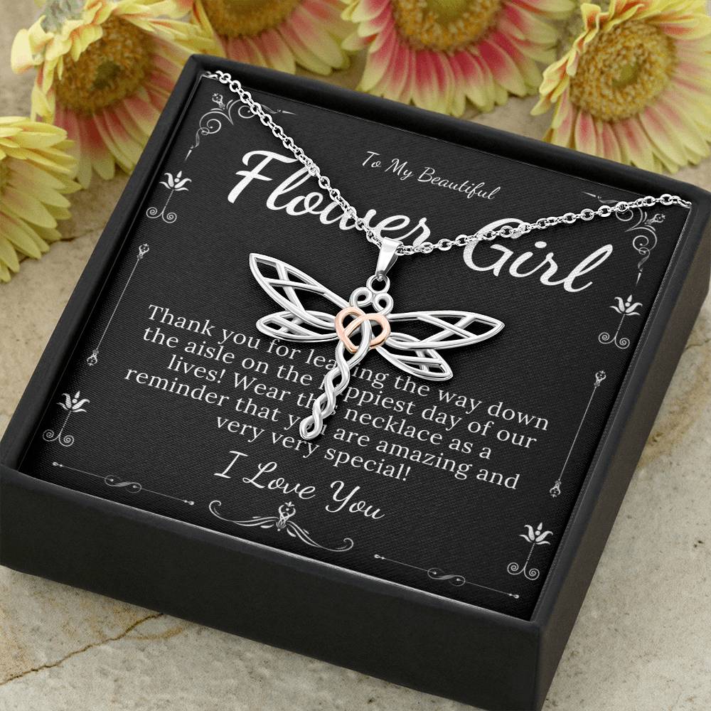 Dragonfly Necklace, Flower Girl Gift, Flower Girl Necklace, Bridal Party Gifts, Flower Girl Proposal, Junior Bridesmaid Wedding Gift #0121