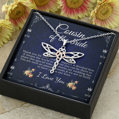 Dragonfly Necklace, Cousin Of The Bride Necklace Gift, Wedding Gift From Bride/Groom, Bridal Party Thank You Gift, Cousin Wedding Gift #0141