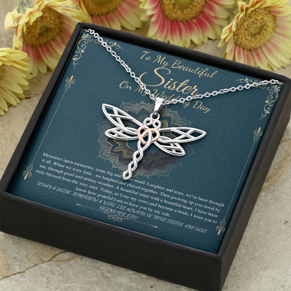 To My Sister on My Wedding Day, Thank You Letter To My Sister,Gift For Sister On My Wedding, Sister to Sister Gift, Dragonfly Necklace #0256