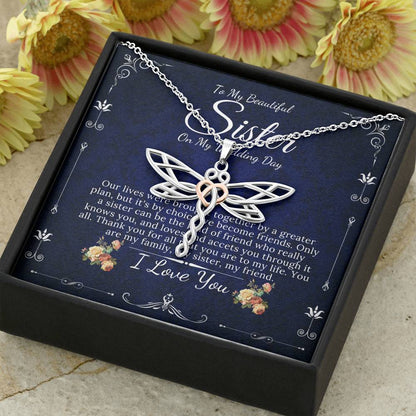 Dragonfly Necklace, To My Sister on My Wedding Day, Gift For Sister On My Wedding, Sister to Sister Gift, Sister of the Bride Gift #0084