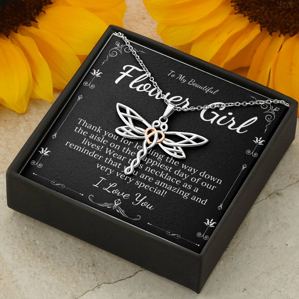 Dragonfly Necklace, Flower Girl Gift, Flower Girl Necklace, Bridal Party Gifts, Flower Girl Proposal, Junior Bridesmaid Wedding Gift #0121