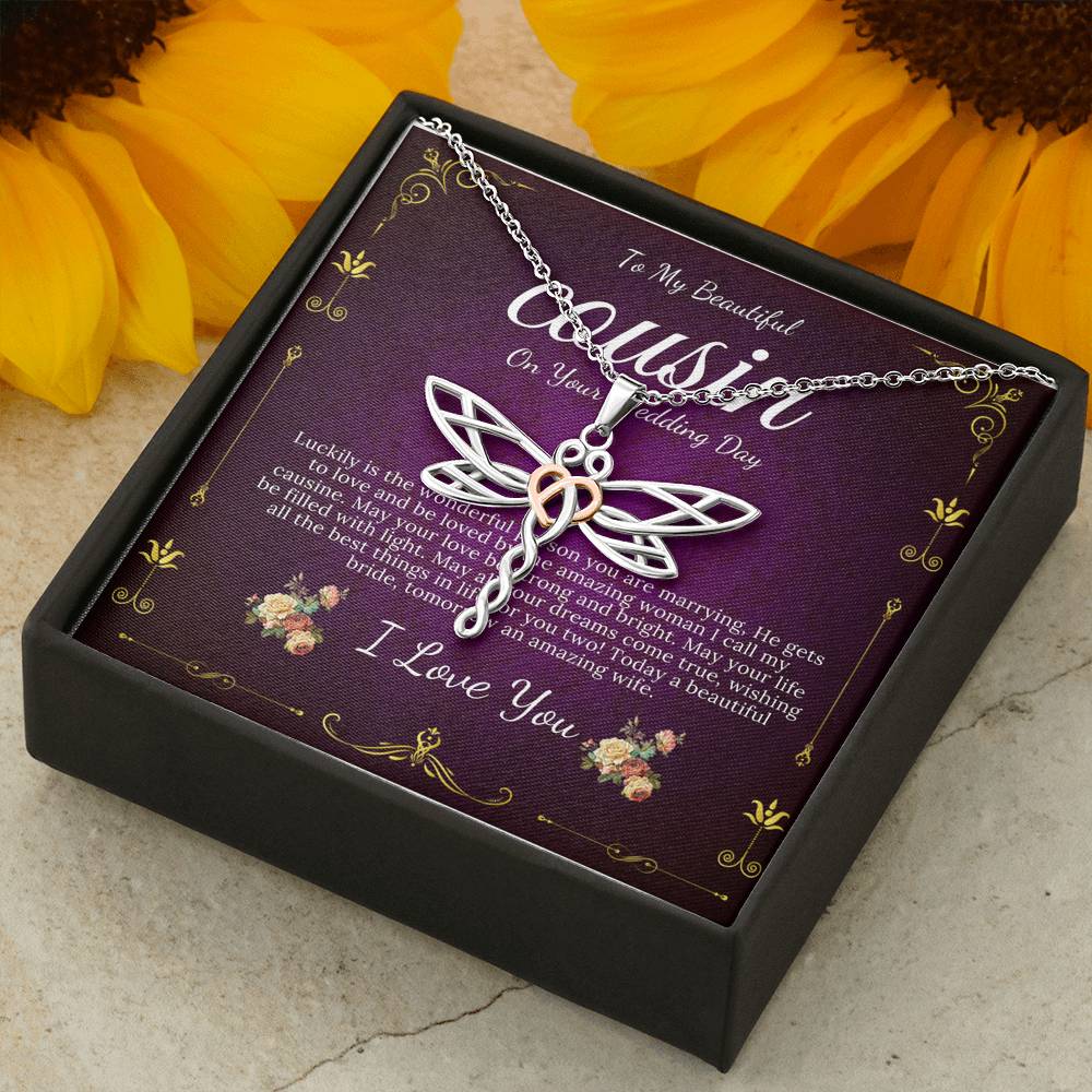 Dragonfly Necklace Gift For Cousin On Her Wedding Day Bride Gift From Cousin Bride necklace Gift For Cousin Wedding Gift For My Cousin #0113